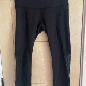 Lululemon Classic Cropped Mid-Rise Black Mesh Panel Leggings Size 6